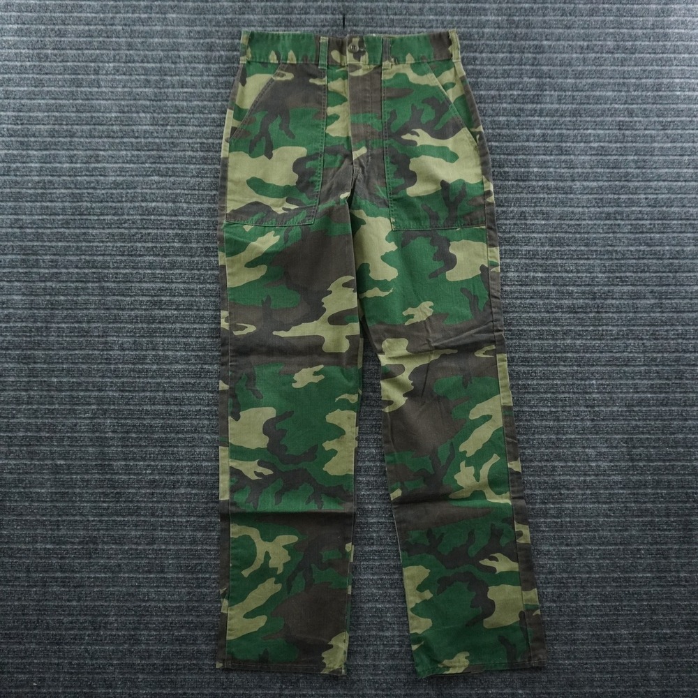 Vintage 50s Fatigue Pants Mens 26x34 Green Camo OG-107 Woodland Poplin Talon